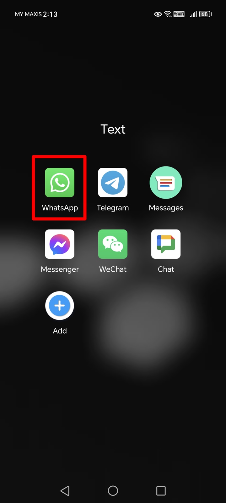 Screenshot of the WhatsApp app's icon on an Android phone.