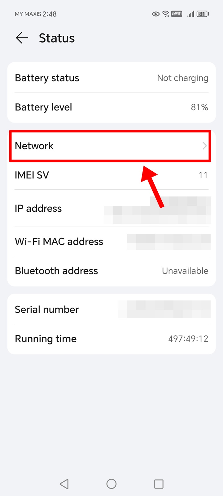 Honor-Settings-About Phone-Status-Network