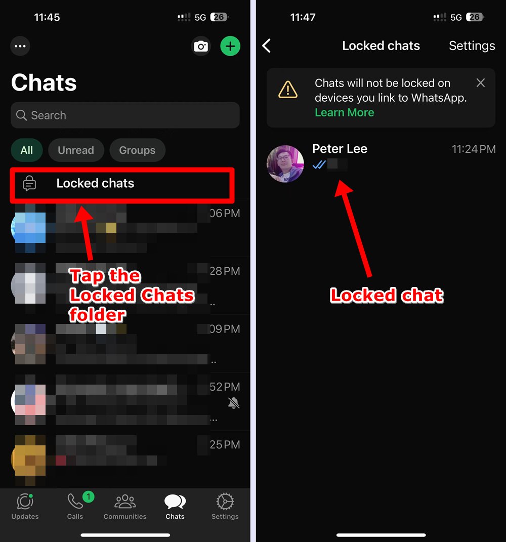 iPhone-Open WhatsApp locked chats folder to view locked chats.