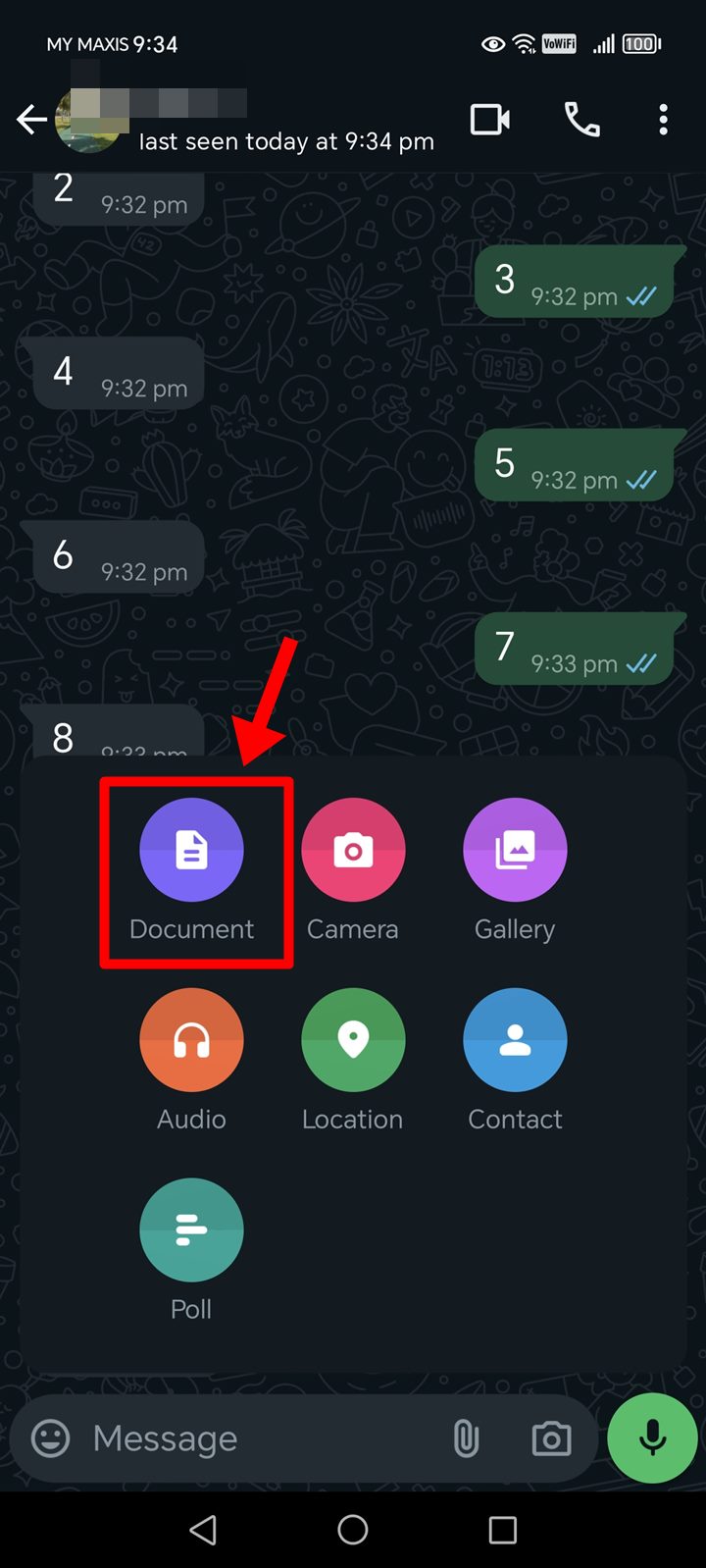 Send images as documents on WhatsApp to avoid losing quality - Step 3