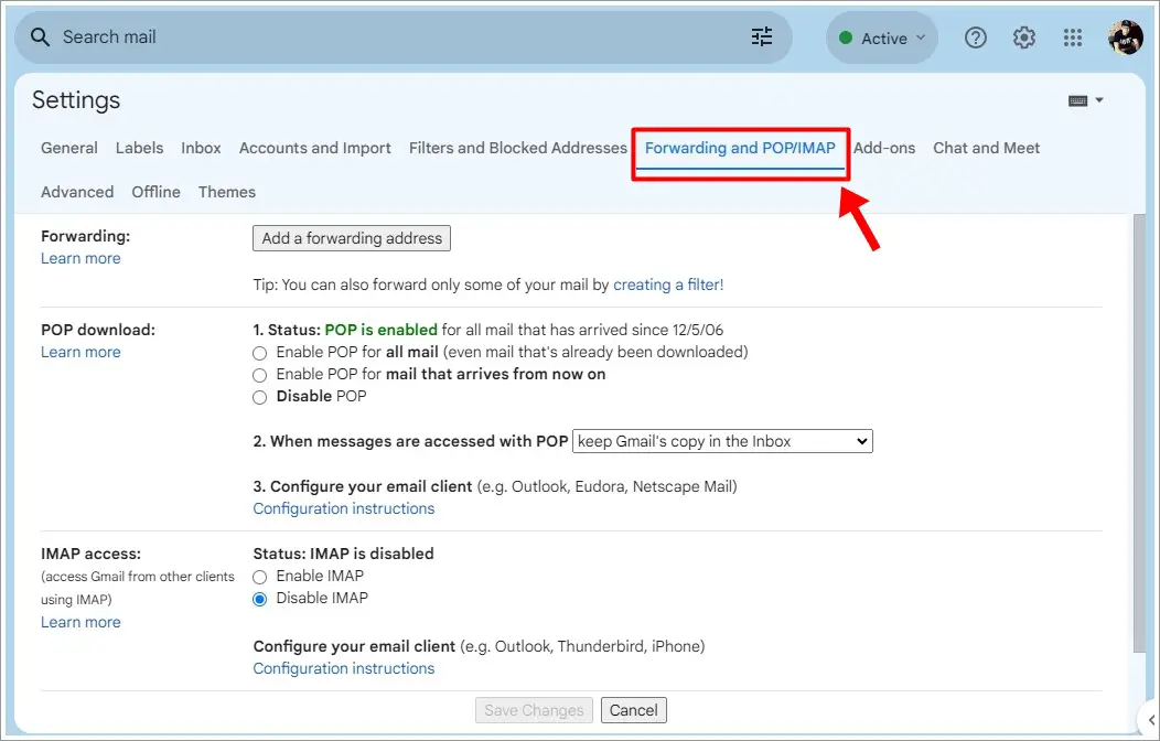 Setting Up Email Forwarding - How to Change Your Gmail Address: Step 2