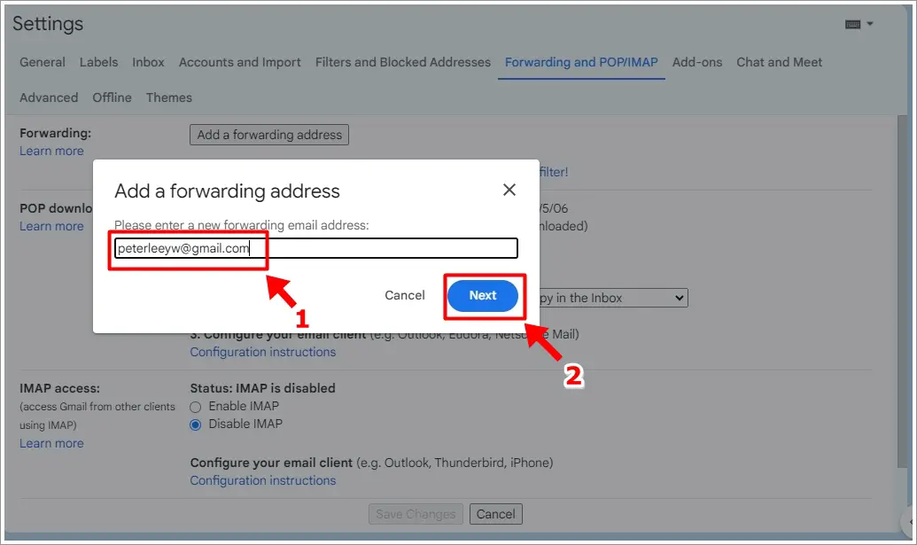 Setting Up Email Forwarding - Step 4