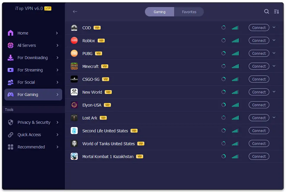 VPN for Minecraft (iTop VPN)