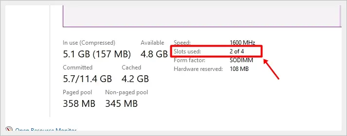 This image shows RAM slots used as 2 of 4, meaning it still has 2 free slots.